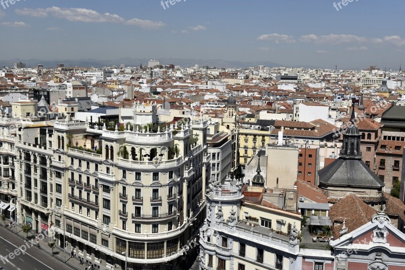 City Of Madrid Aerial View Area Of The Gran Via Free Photos