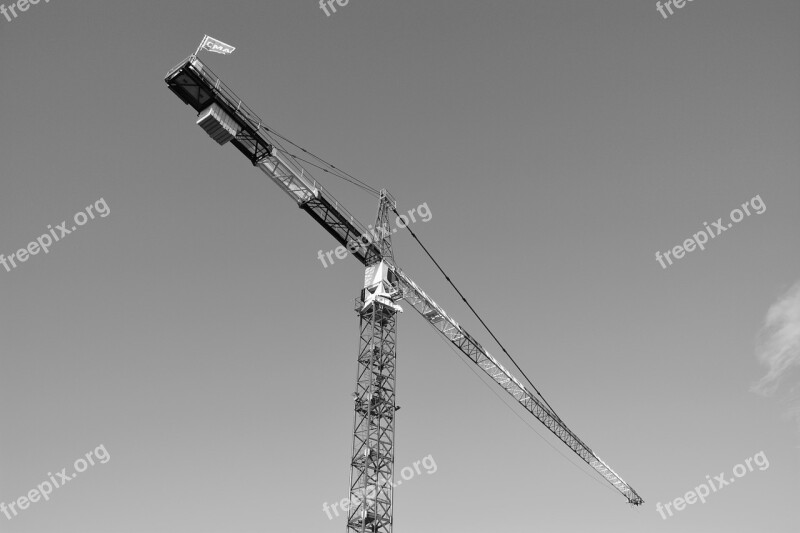 Crane Site Photo Black White Building Machine