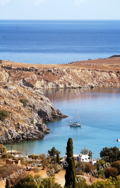 Rhodes Greece Lindos Sea Bay