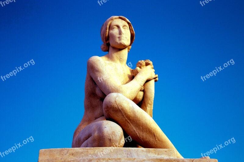 Statue Woman Sky Nudity Antique