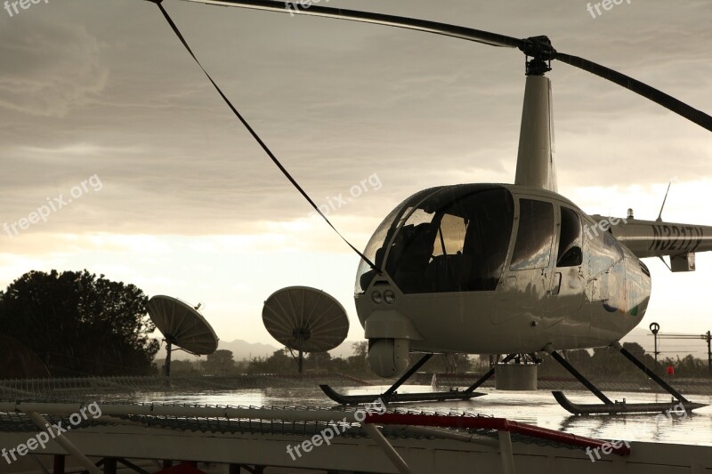 Helicopter Storm Clouds Rain Roof Top Of Tv Station Free Photos