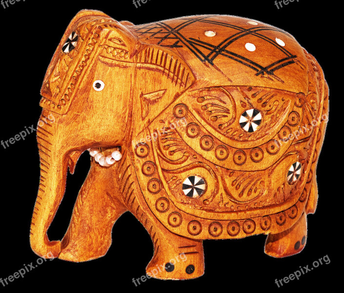 Elephant India Figure Wood Carved