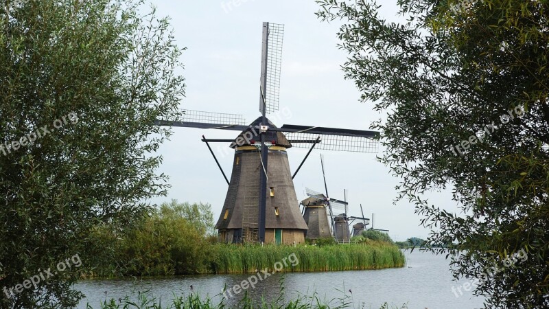 Windmills Mills Kinderdijk Cultural Heritage Polder