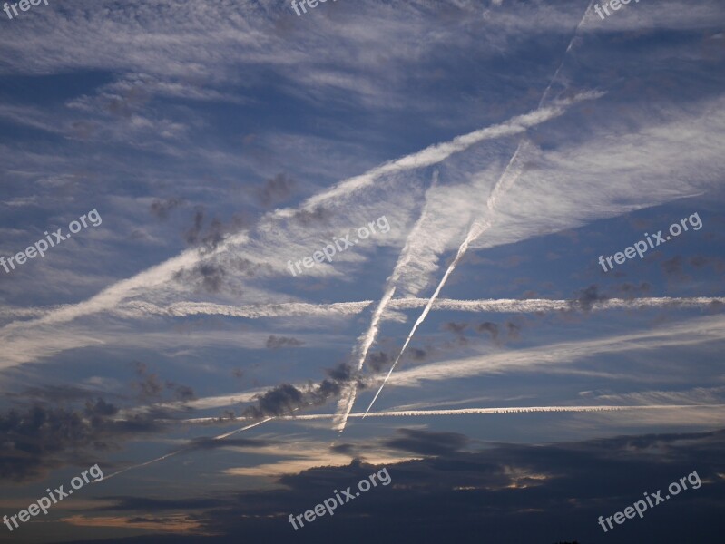 Sky Clouds Blue Contrail Drama