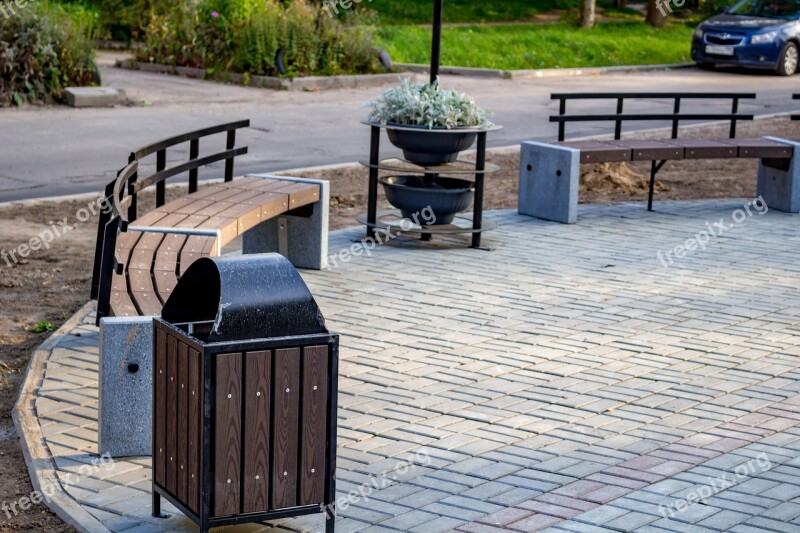 Alley Square Benches Obninsk Few People