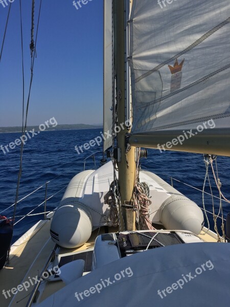 Yacht Sail Mast On The Go Sea