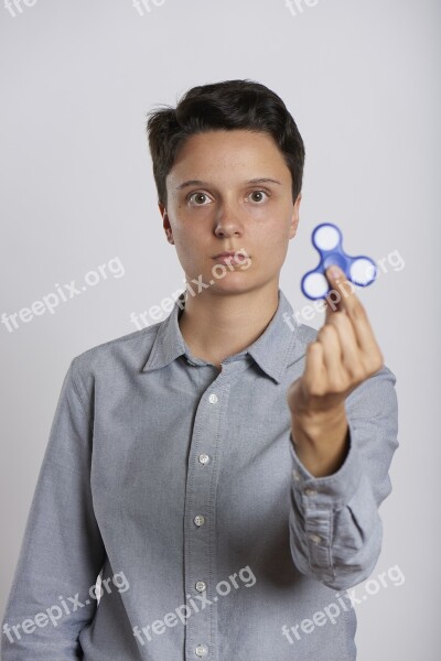 Fidget Spinner Woman Holding Play Fidget