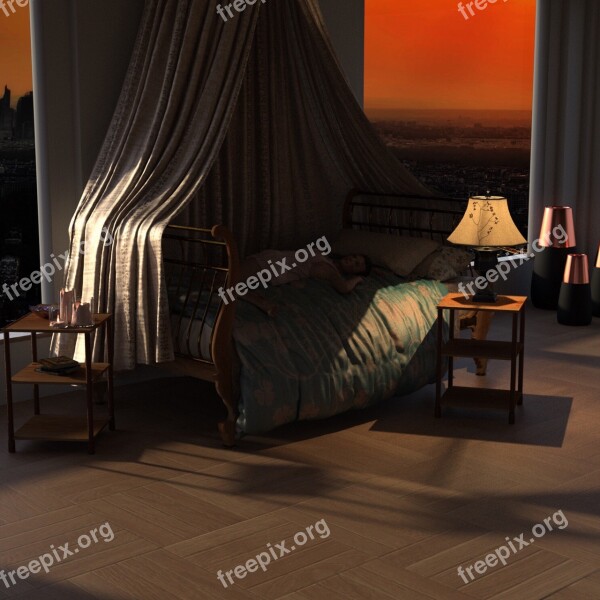 Room Light Four Poster Bed Mood Atmosphere