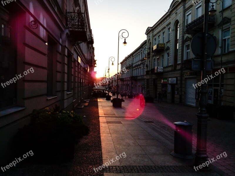 City Street Sunset Kielce Sienkiewicz