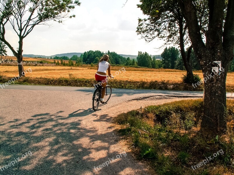 Way Bike Girl Woman Swietokrzyskie Mountains