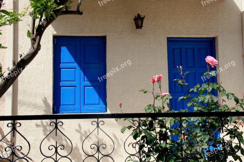 Blue Happiness Door Home Balcony