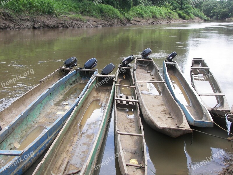 Canoes Boats Water Lake River