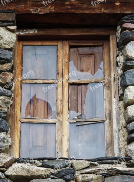 Window Old Broken Glass Rural Architecture Old House