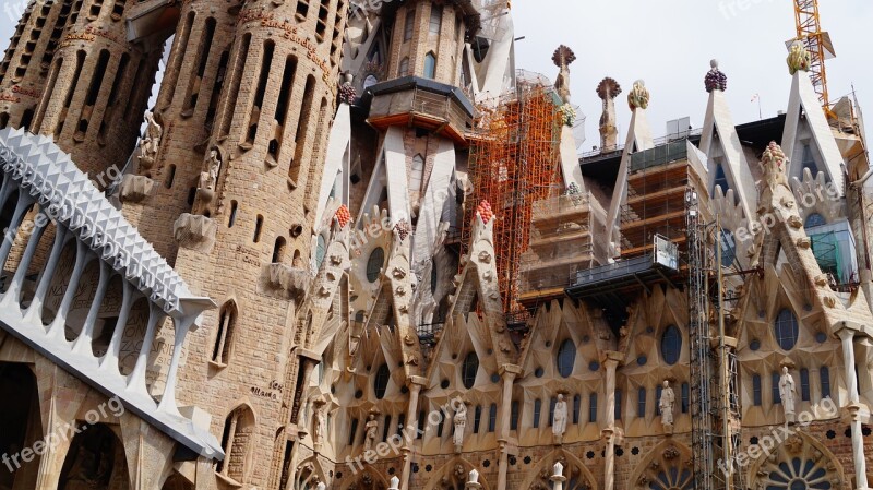 Spain Barcelona Fragment The Façade Of The Architecture