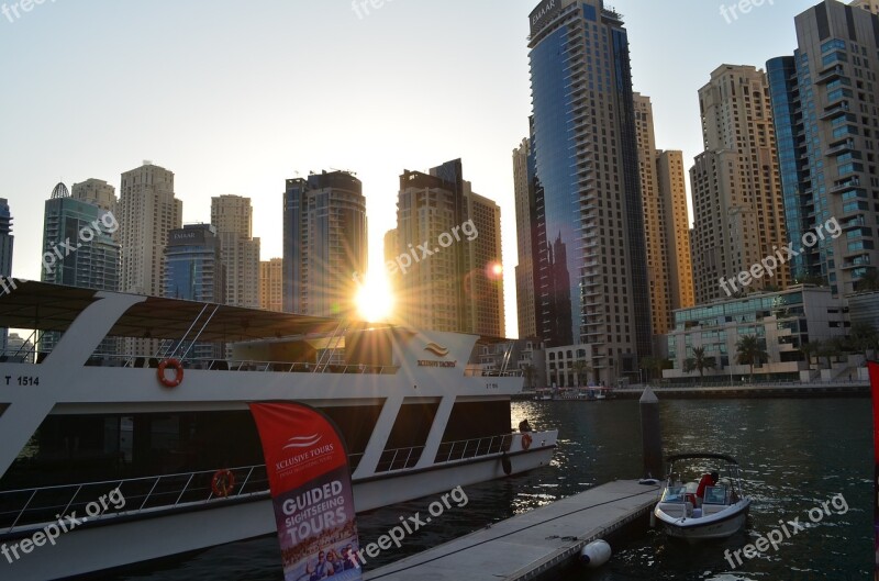 Dubai Marina Sunset Yachts Free Photos