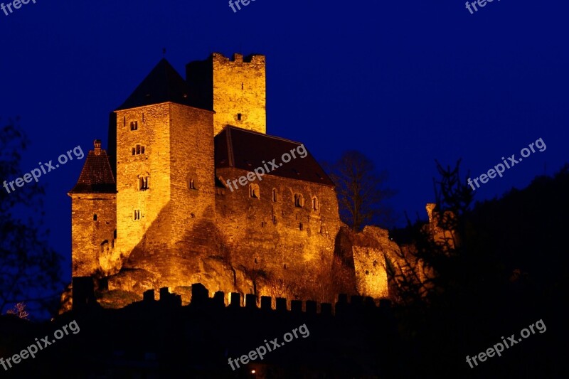 Castle Night Dark Blue Night Sky Lighting