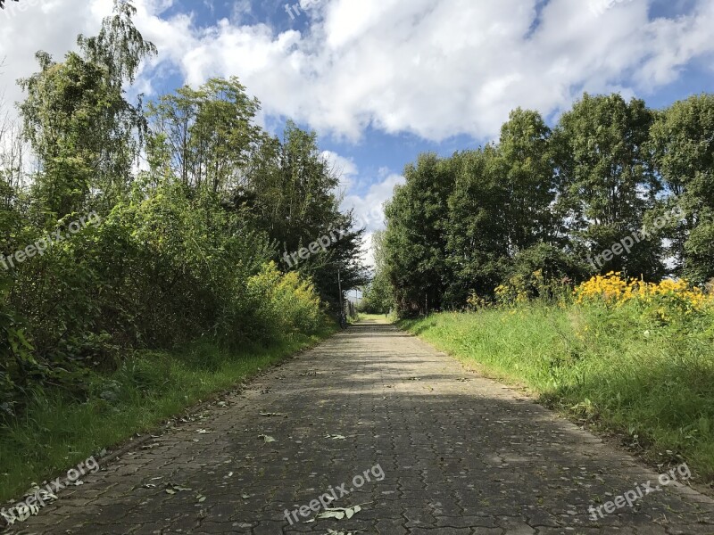 Sidewalk Away Road Clouds Sky