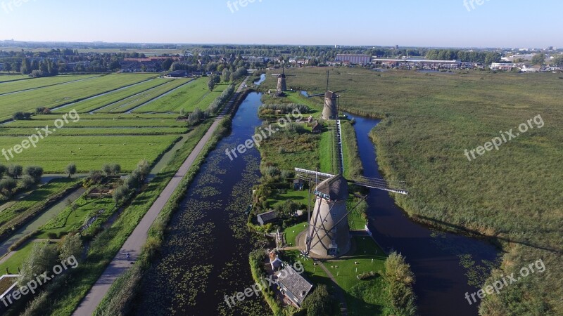 Mill Kinderdijk Netherlands Landscape Holland