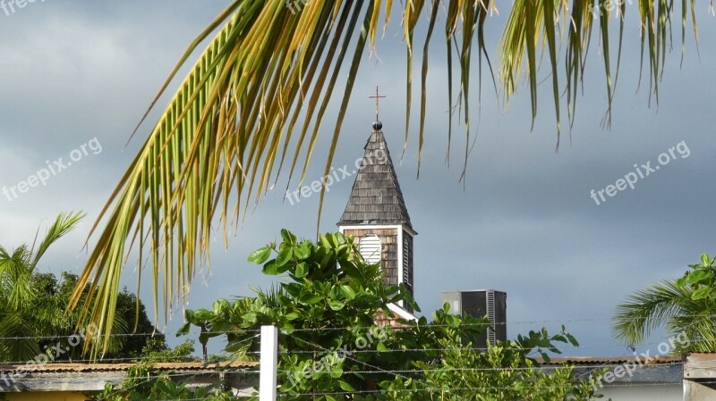 Caribbean St Maarten Philipsburg Palm Trees Church