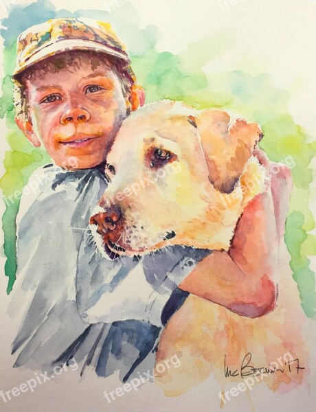 Boy Dog Portrait Pet Animal