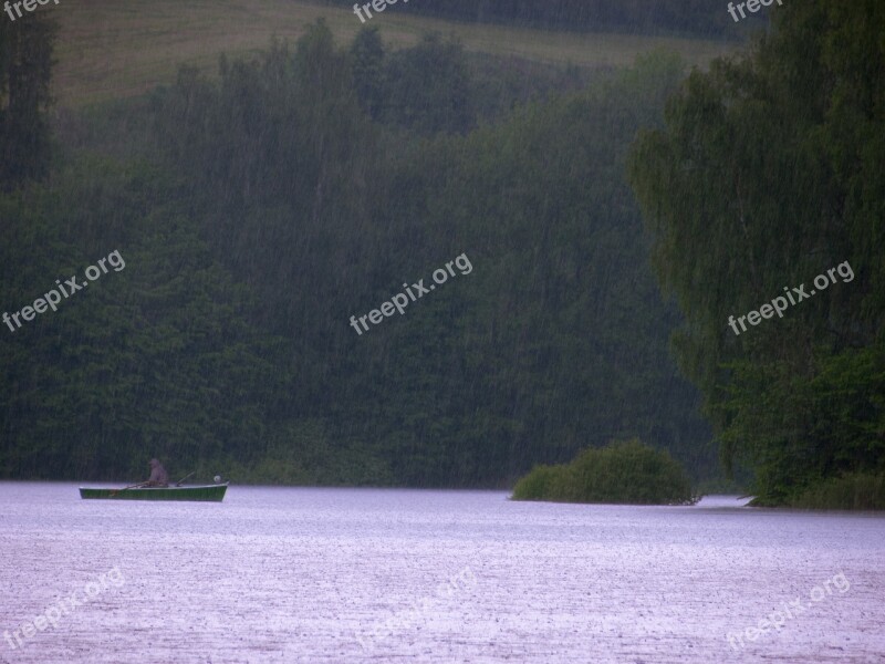 Rain Boat Rowing Boat Background Image Texture