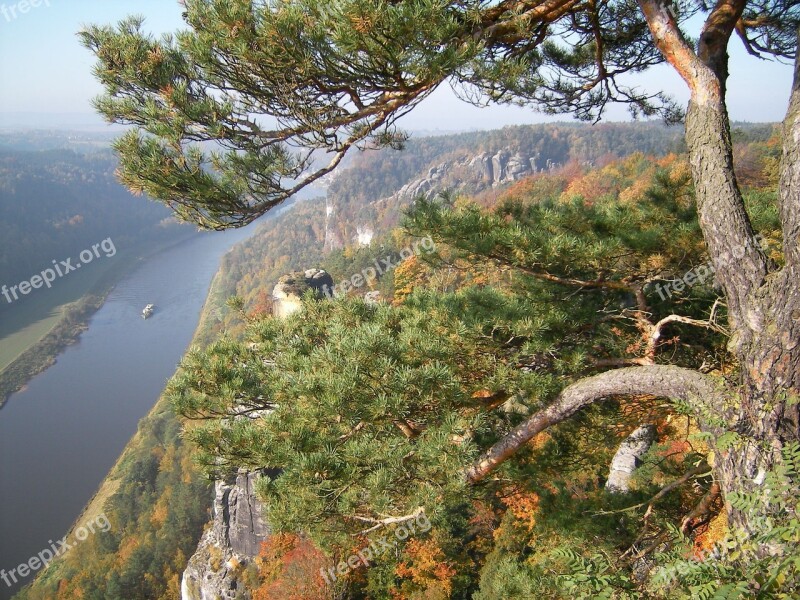 Saxony Elbe Saxon Switzerland Elbe Sandstone Mountains River