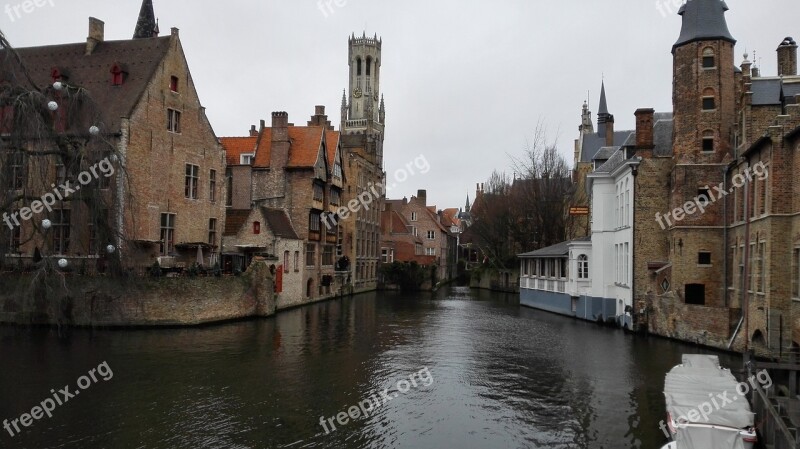 Bruges City Channel Architecture Belgium