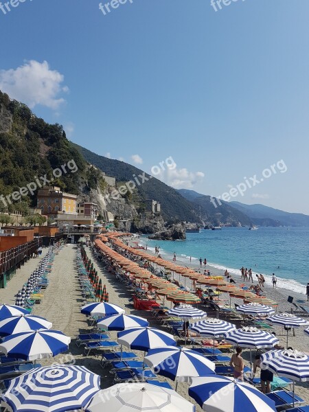 Beaches Sea Umbrella Colorful Swimming