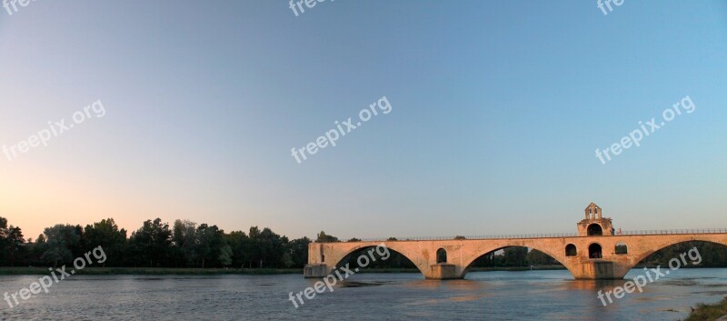 Sunset Broken Bridge Avignon Bridge Free Photos