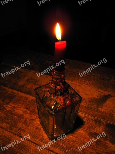 Candle Candles Table A Bottle Of Candlestick