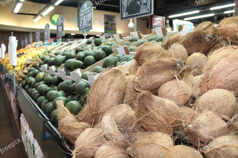 Food Fresh Fruit Brown Coconut Avocado