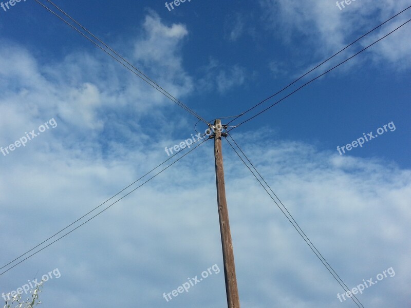 Pole Electric Pole Light Clouds Free Photos