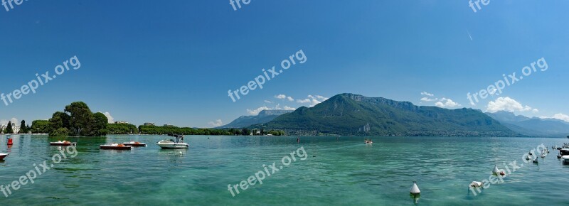 France Rhône-alpes Region Lac D' Annecy Panorama Mountains