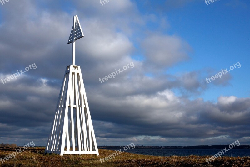 Daymark Sky Landscape Baltic Sea Holnis