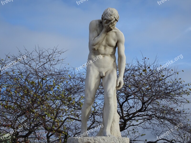 Sculpture Statue Naked Man Despair Misery