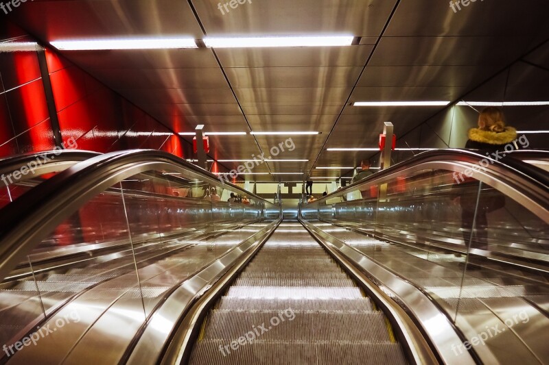 Escalator Metro Stairs Railway Station Architecture