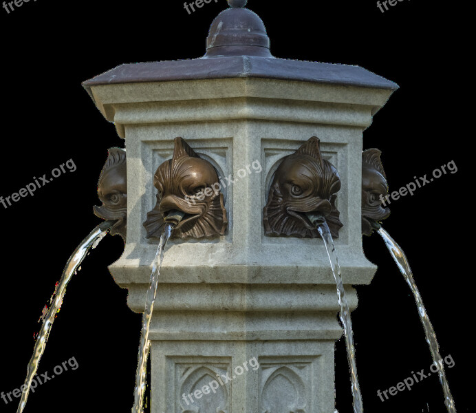 Fountain Stone Artwork Water Old