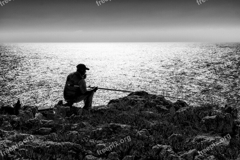 Angler Fisherman Sea Water Nature