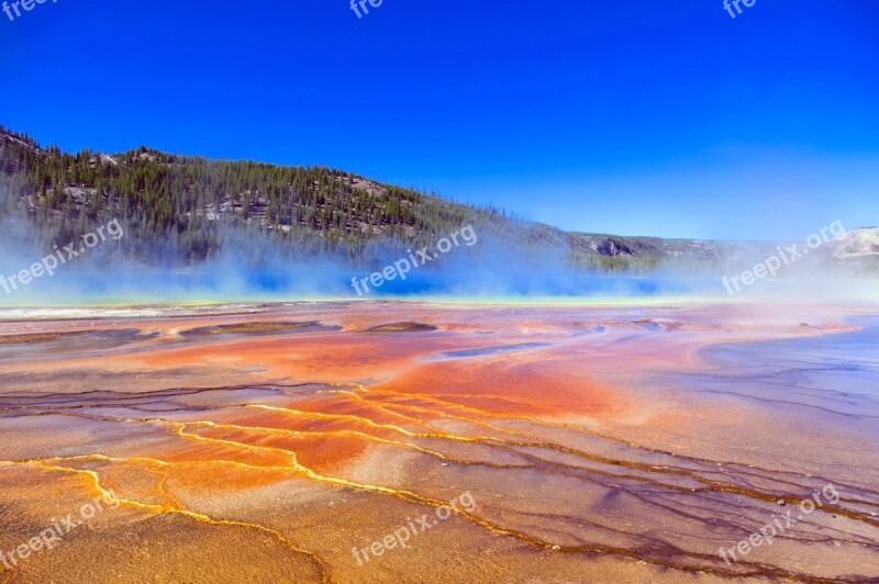 Colorful Grand Prismatic Spring Hot Spring Minerals Geothermal