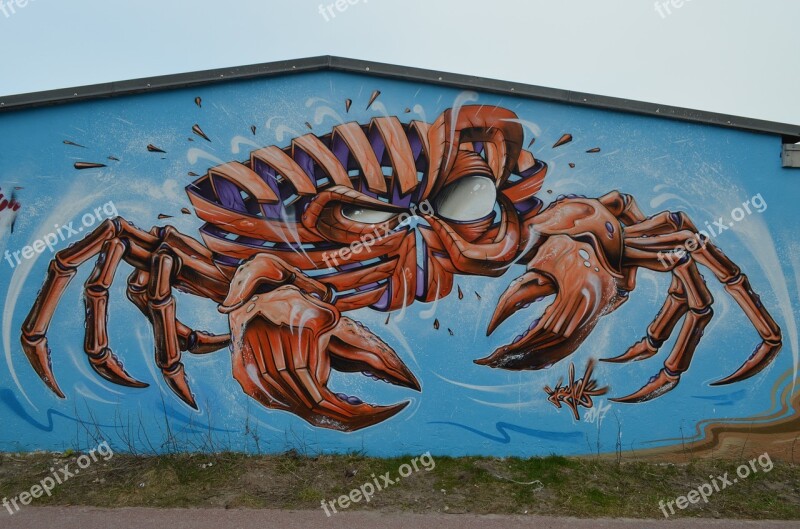 Graffiti Sylt Crab Dangerous Monster