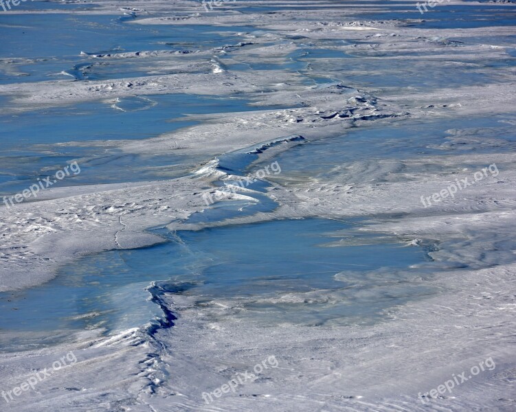 Winter Frozen River Ice Cracks Great River Ice