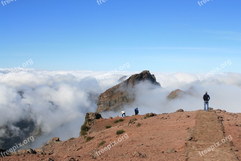 Mountains Sky Clouds High Tourism