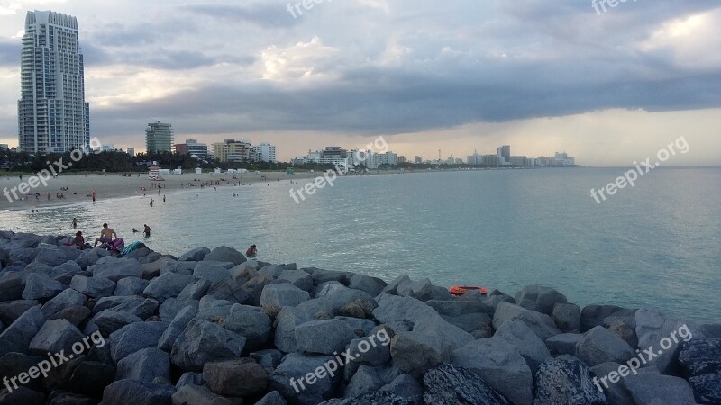 Miami Beach Sunset Beach Peaceful View