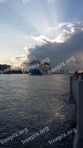 Miami Beach Cruise Sunset View Sea