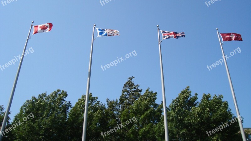 Flags Flagpoles Blown Wind Free Photos