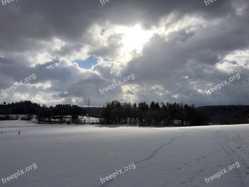 Clouds Snow Forest Mood Ray Of Hope