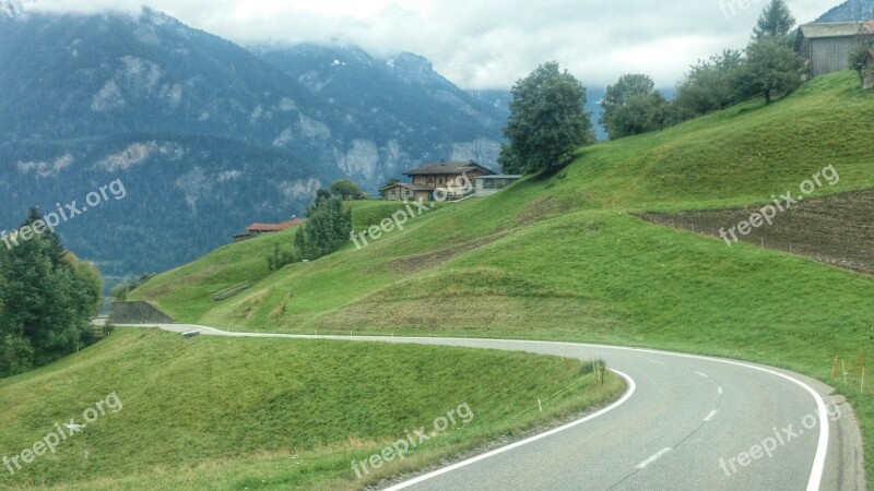 Steep Way Highway Landscape Asphalt Autumn