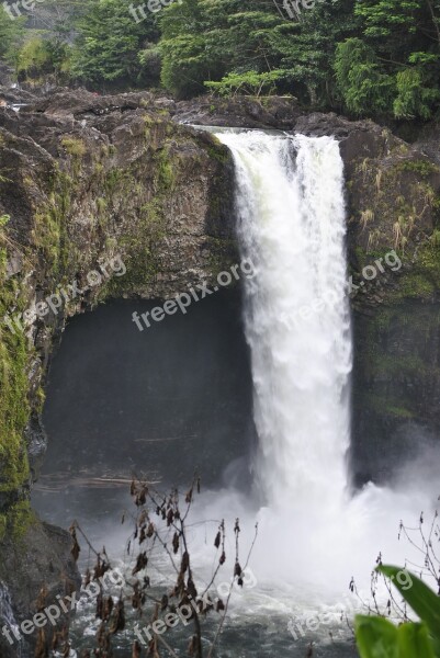 Waterfall Cavern Cave Nature Water