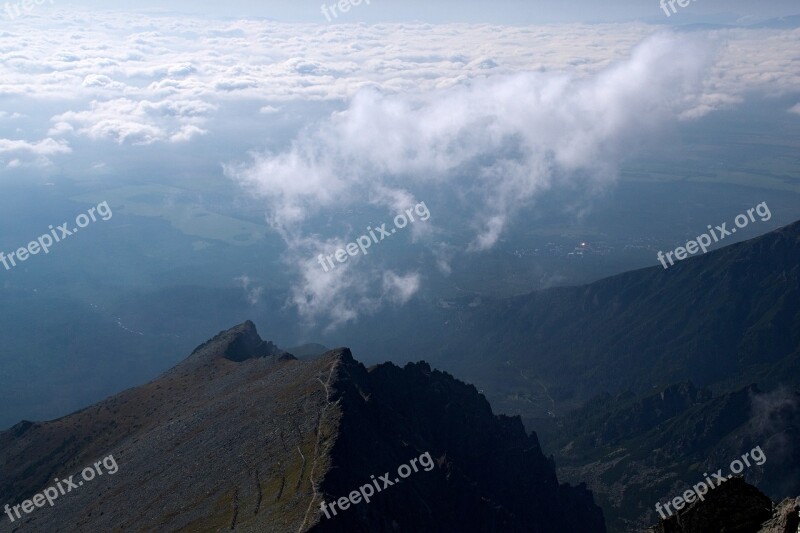 Mountains Sky Top View Landscape Clouds