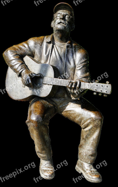 Guitarist Bronze Statue Sitting Still Image Figure